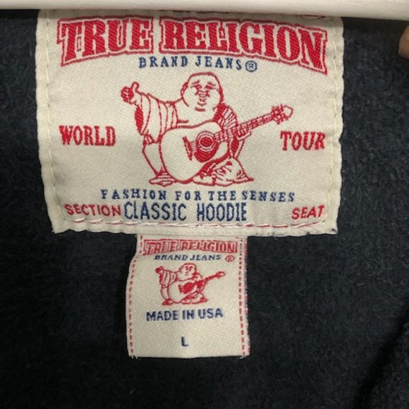 TRUE RELIGION BLACK CLASSIC HOODIE SIZE LARGE - Picture 6 of 10